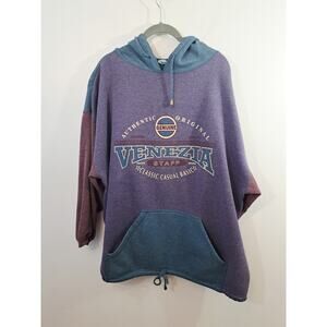 Venezia Vintage Purple Blue 90's Hooded Sweatshirt Kangaroo Pocket